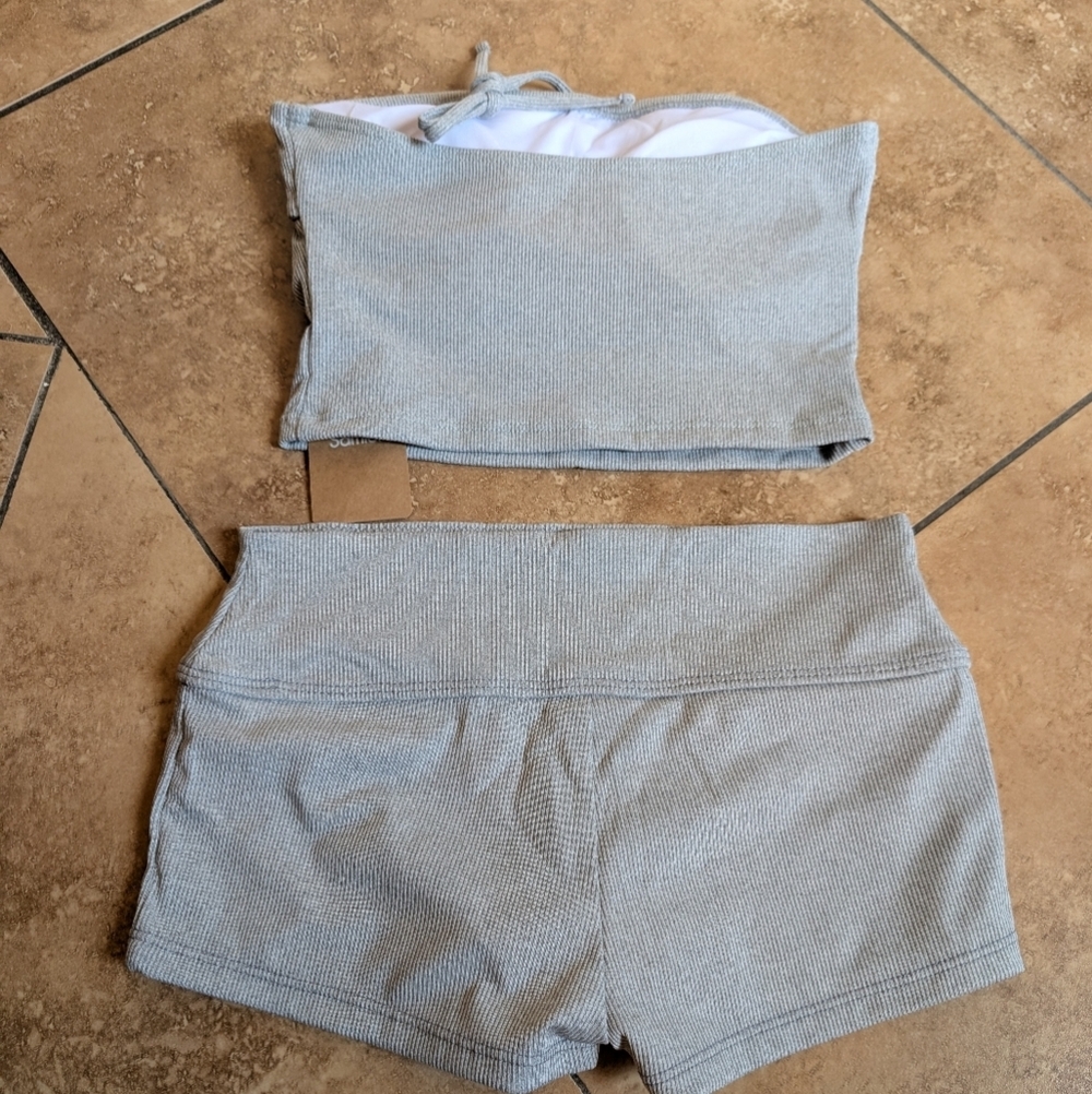 Samiol NWT Grey Bandeau Tankini Swimsuit Large - Picture 2 of 2